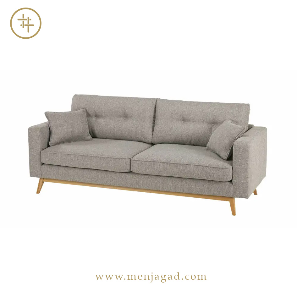 Mid-Century Modern 3-Seater Fabric Sofa
