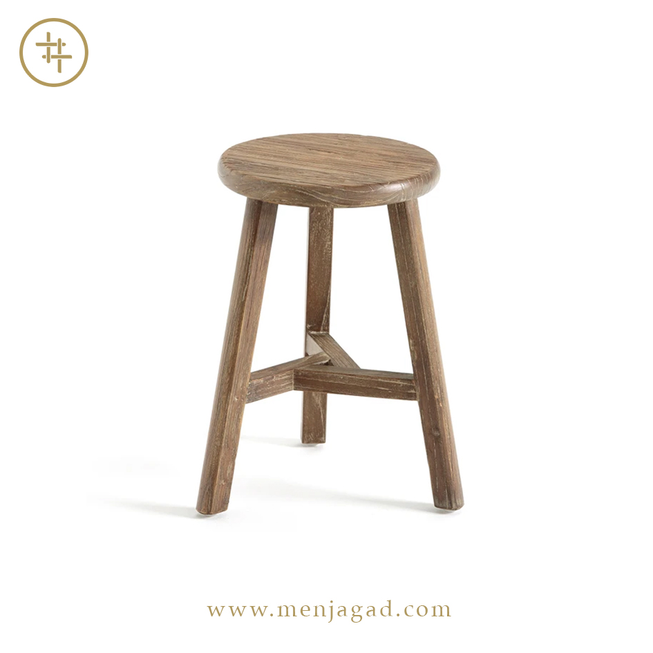 Rustic Reclaimed Teak Tripod Stool
